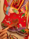 Paper products with flocking gold foil three-dimensional pull-linked golden boy and jade girl L details Picture